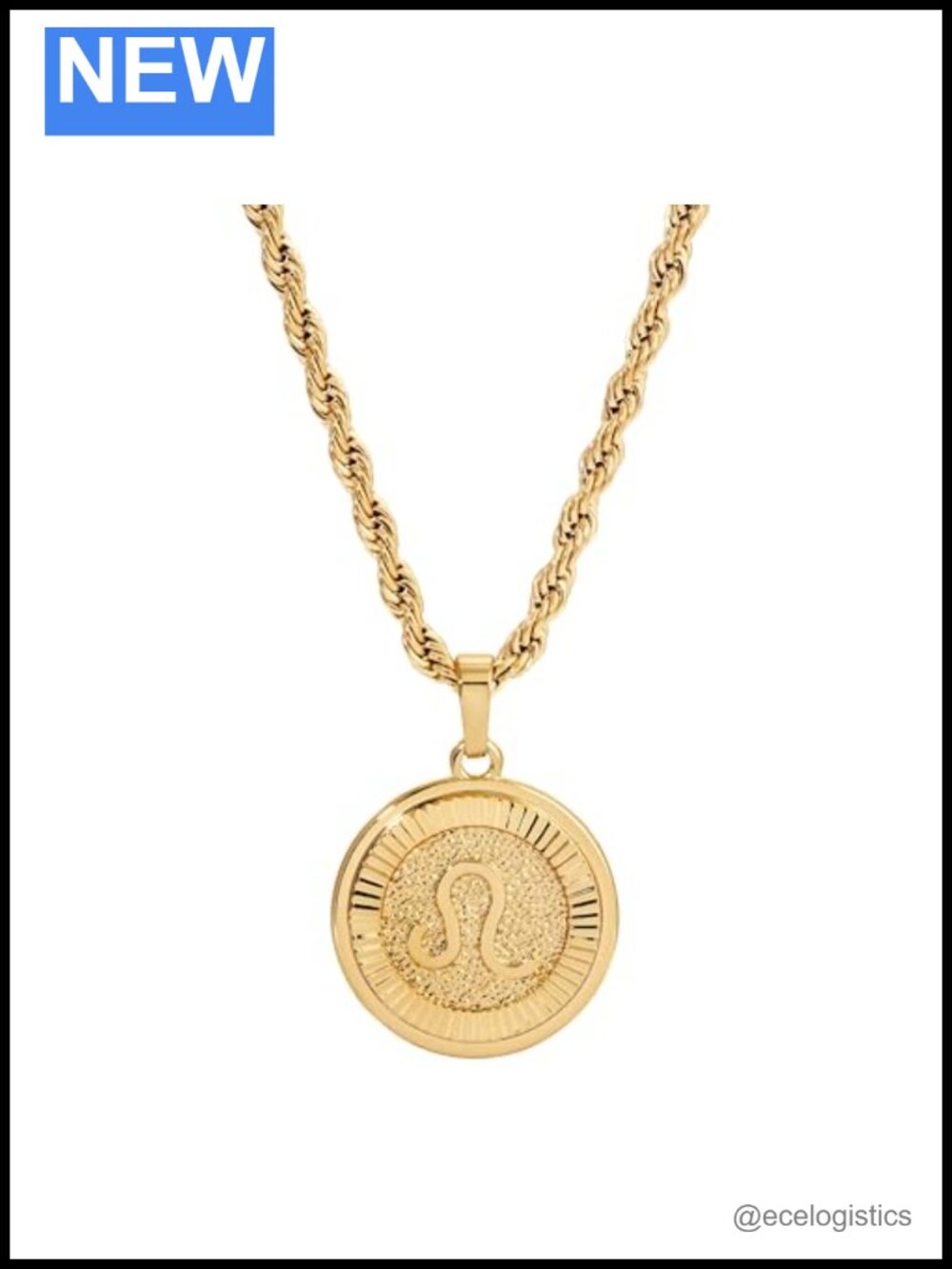 18k Gold Plated Leo Zodiac Necklace 18" Rope Chain Handmade Gift